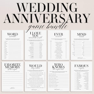 Wedding Anniversary Game Bundle Printable Minimal Anniversary Party Games Instant Download Modern Anniversary Games 65th 35th 45th 10th MB2