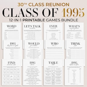 30th Class Reunion Games Printable Class of 1995 Reunion Party Games 30th High School Reunion 30 Year Class of 1995 Trivia 30th Reunion MB2