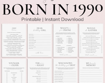 Born in 1990 36th Birthday Games for Woman Fun 36 Birthday Party Games Turning 36 Birthday Dinner for Her 36th Birthday Wish Cards Women PP2