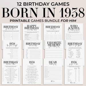 Born in 1938 Birthday Games for Him 87th Birthday Party Ideas for Men Senior Bday Games Back in 1938 Trivia 87 Birthday Grandpa Father MB2