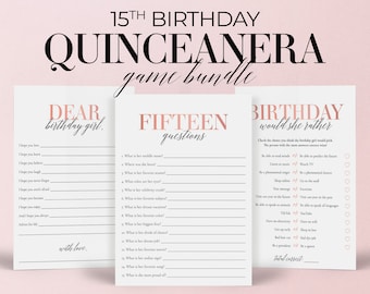 15th Birthday Party Games for Girl Quinceanera Game Bundle Instant Download Teen Birthday Fun Quinceañera Party Decor Birthday Wishes MB2