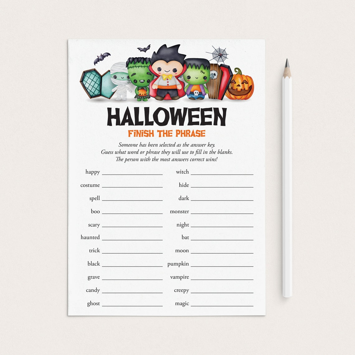 Family Halloween Party Games Bundle Kids Halloween Games to Etsy