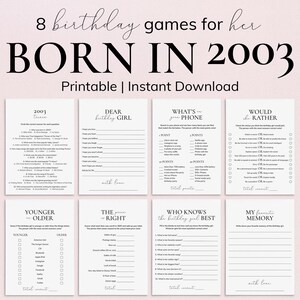 Born in 2003 22nd Birthday Games for Her Minimal Birthday Party Games Feeling 22 Party 22nd Birthday Dinner Party Bday Games for Groups PP2