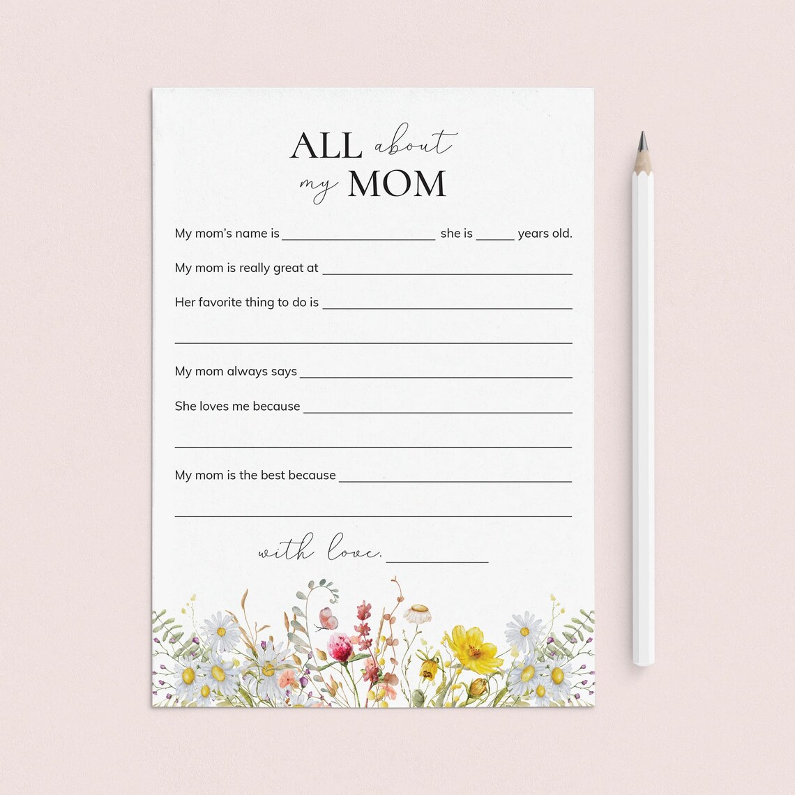 All About My Mom Printable Mothers Day Questionnaire Mothers Day ...