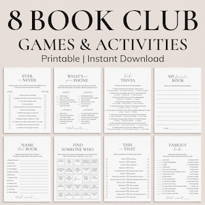 Book Club Games Printable Icebreakers for Book Club Party Reading Group Activities Book Club Bingo Bookish Games BookClub Game Download PP2