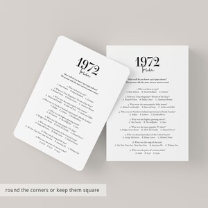 1972 Trivia Printable 70s Quiz 51st Birthday Party Game Back to the 70s ...