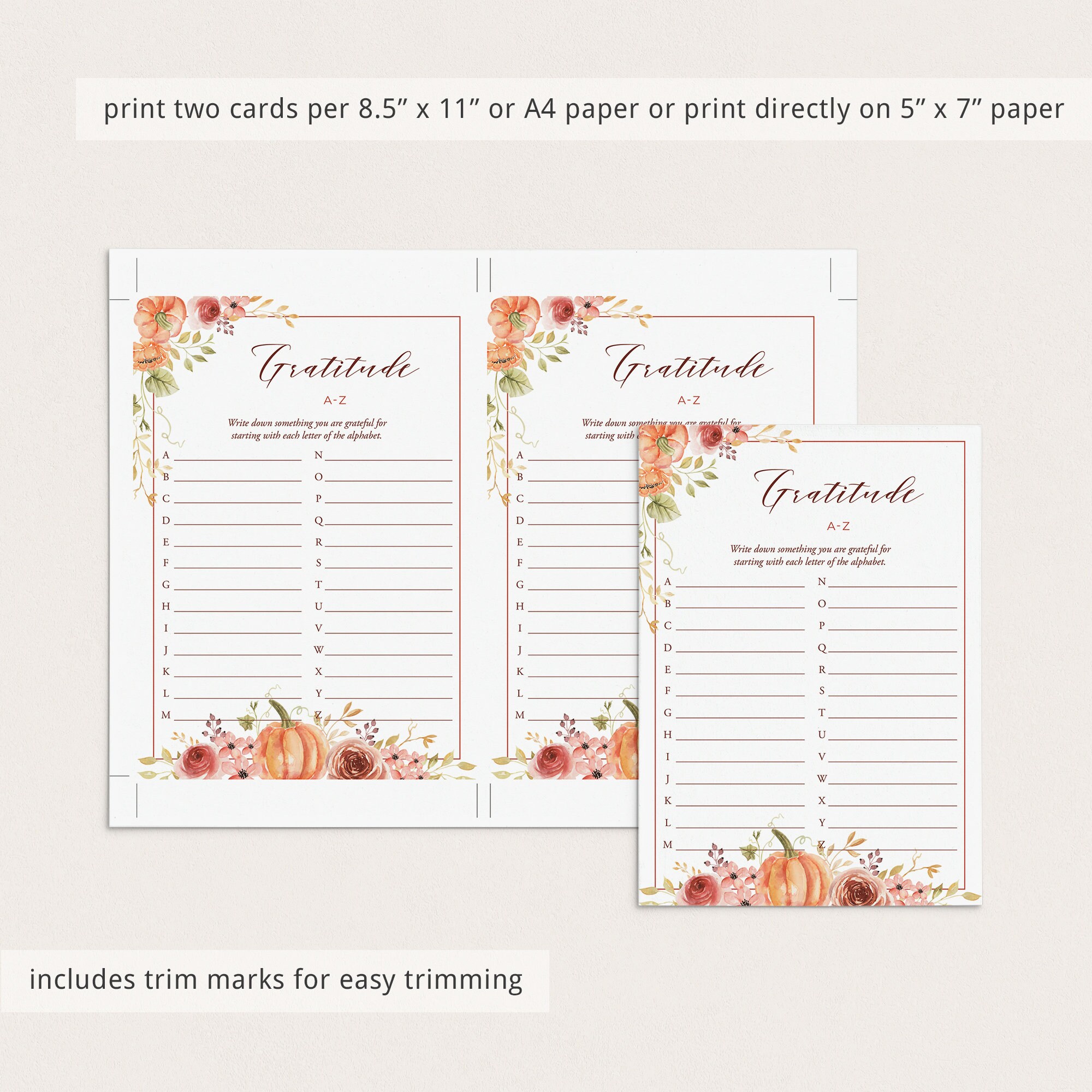 Gratitude List A to Z Printable Alphabet Gratitude List Etsy UK