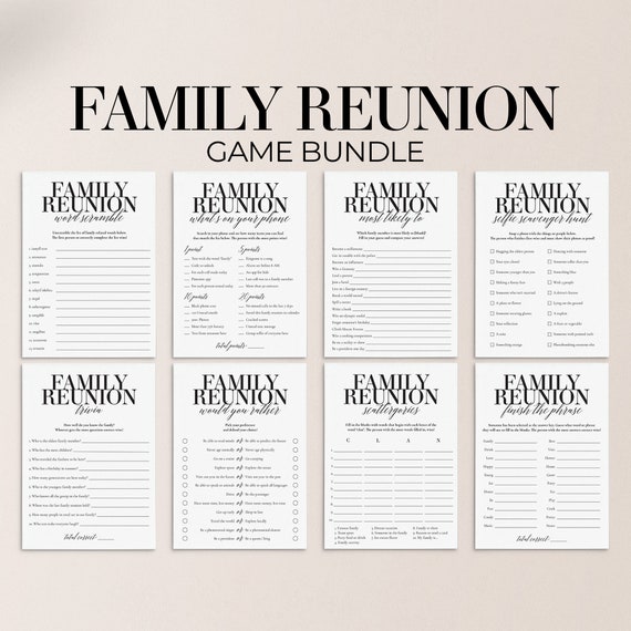 Family Reunion Games Printable Family Reunion Party Ideas Etsy