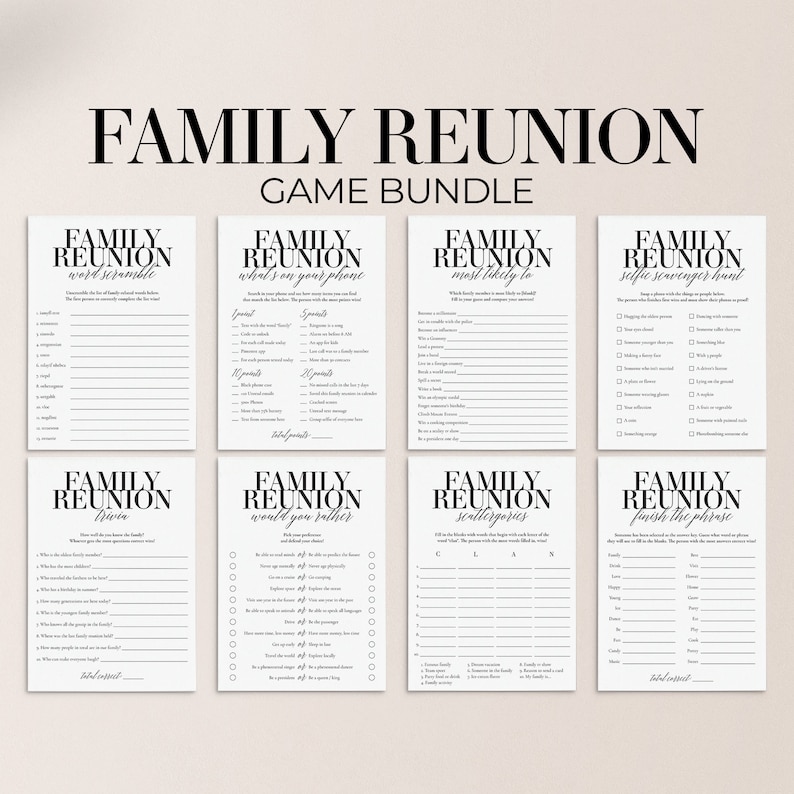 Family Reunion Printable Games