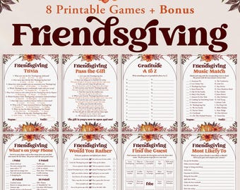 Friendsgiving Games for Adults Printable Friendsgiving Table Decor Floral Adult Friendsgiving Activities Friendsgiving Icebreaker Games ABL
