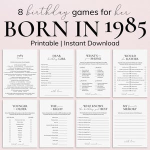 Born in 1985 41st Birthday Games for Her Fun Birthday Party Games Turning 41 and Fabulous 41st Bday Bash Games Adults 41 Birthday Cards PP2
