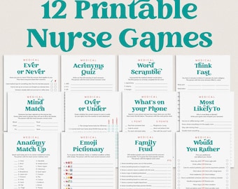 Nurse Party Games Bundle Nurse Week Activities Nurse Student Nurse Retirement Party Medical Games Hospital Printable Nurses Week Games VV1