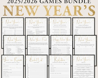 New Years Games Printable New Year's Eve Game Bundle New Year Party Games Family New Years Party Holiday Trivia New Years Kids and Adult BG2