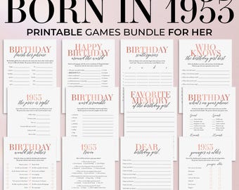 Born in 1953 Birthday Games for Her Printable, Happy 73rd Birthday Party Game Bundle MB2