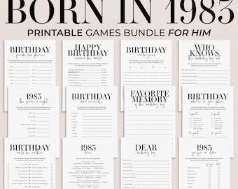 Born in 1983 Birthday Games for Him, 43rd Birthday Party Game Bundle, 12 Printable Games MB2