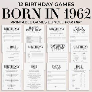63rd Birthday Games for Men Born in 1962 63rd Birthday Party Games for Him Printable 1962 Games For A Guy Turning 63 Party 1962 Trivia MB2