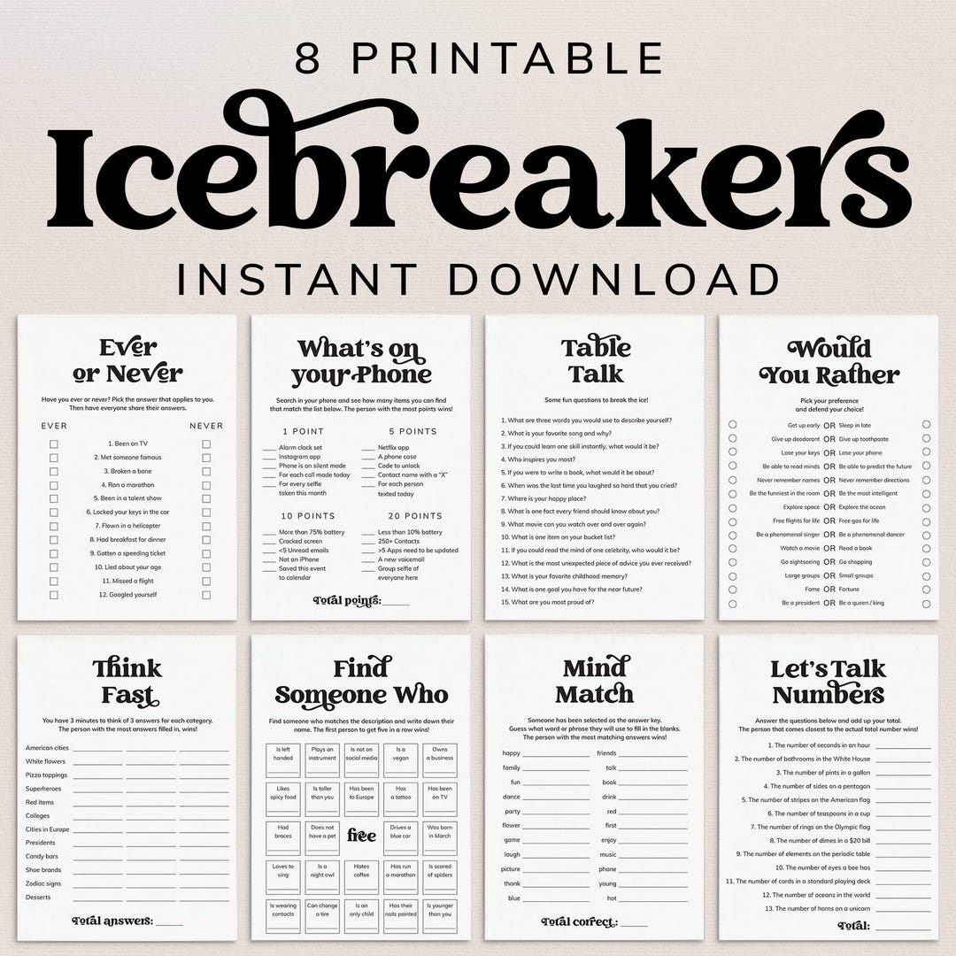 Icebreaker Games Printable Conversation Starters Icebreaker Bingo Get Icebreaker Games Printable Conversation Starters Icebreaker Bingo Get