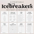 Icebreaker Games Printable Conversation Starters Icebreaker Bingo Get To Know You Games Games for Group Get Together Party Mingle Games MV1 product logo