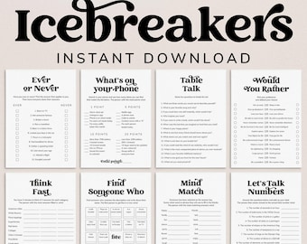 Icebreaker Games Printable Conversation Starters Icebreaker Bingo Get To Know You Games Games for Group Get Together Party Mingle Games MV1