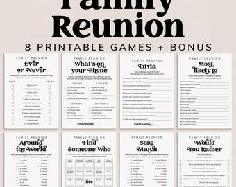 Printable Family Reunion Games Bundle Family Reunion Party Games Family Game Night Ideas Family Reunion Favors Ice Breakers for All Ages MV1