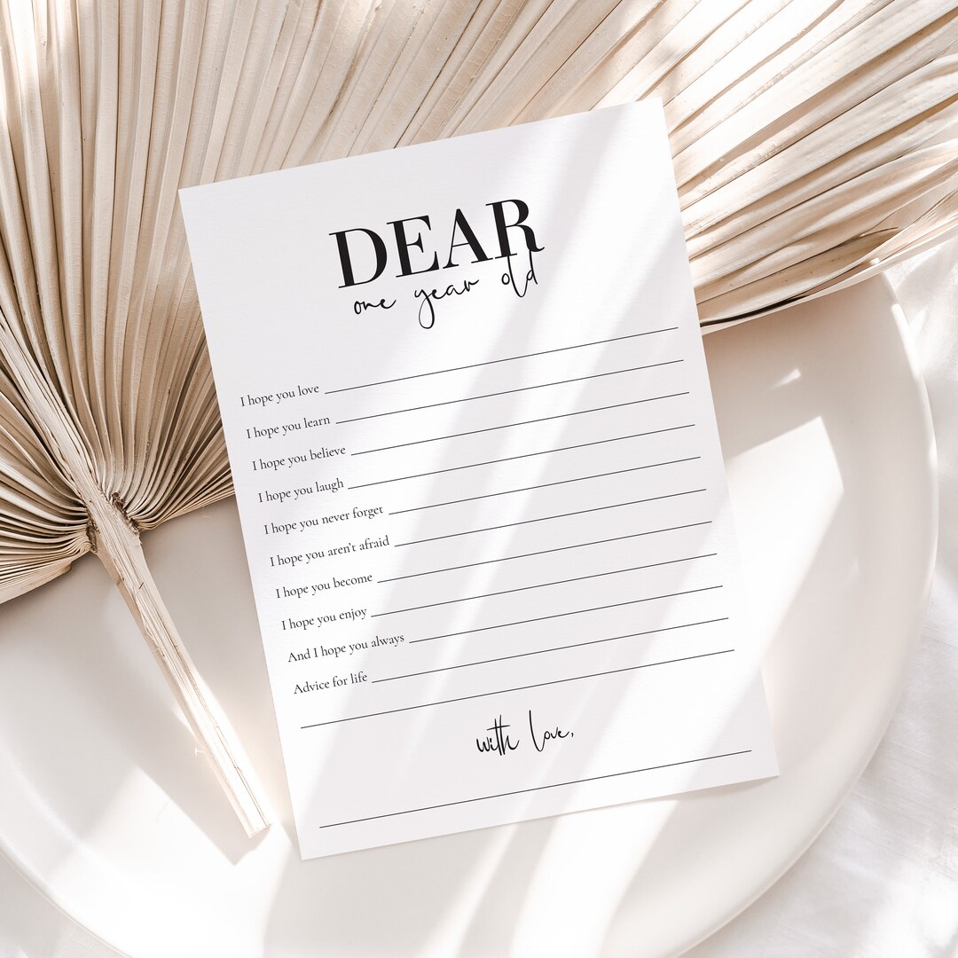 First Birthday Wish Cards Printable Hopes and Wishes for the One Year ...