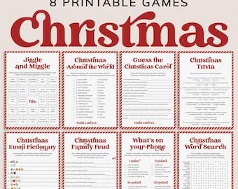 Holiday Party Games Bundle Printable Christmas Family Games Classic Christmas Table Decor Christmas Family Feud Emoji Game Movie Match CV1