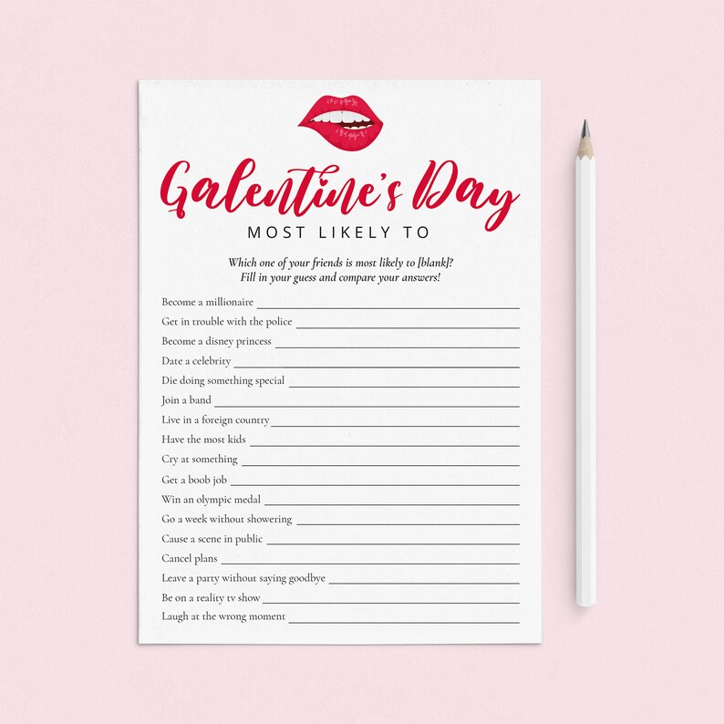 Galentines Day Games Printable Adult Galentine's Day Party Bundle Ladies Night Game Ideas Girls Night In Games Bundle Red Galentine Day RL1 image 2