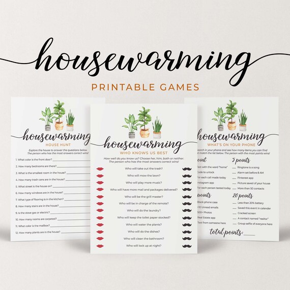 Housewarming Games Bundle Printable Housewarming Party First - Etsy