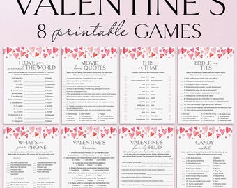 Pink Heart Valentines Day Games Printable Adult Valentines Party Games Girls Night In Games Valentines Brunch Table Games Galentines PH1