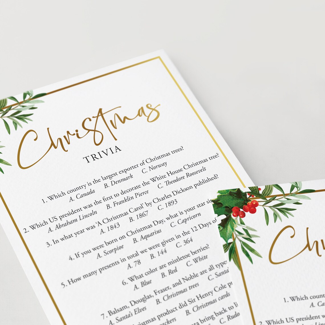 Christmas Trivia Printable Christmas Quiz Fun Facts About - Etsy