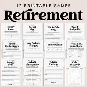 Work Retirement Games Printable Retirement Party Games Bundle Retirement Party Decorations Table Cards Retirement Favors Retiree Wishes MV1