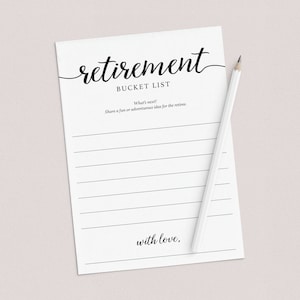 Retirement Bucket List Cards Printable Minimal Calligraphy Bucket List ...
