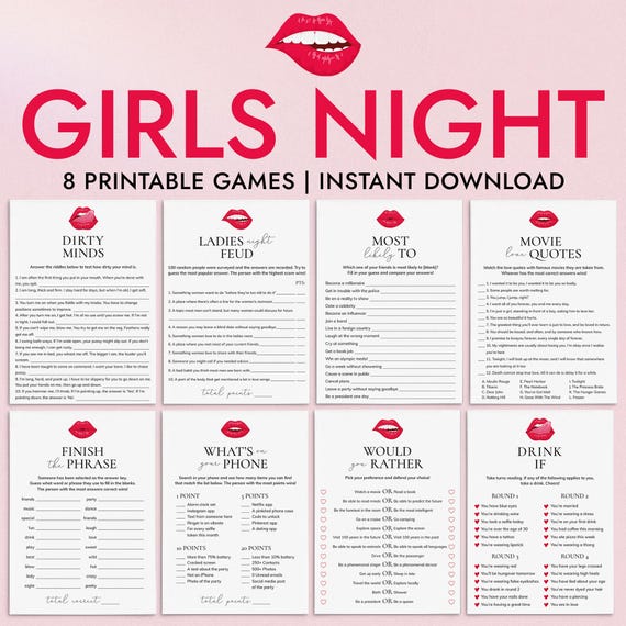 Girls Night Games Bundle Printable Ladies Night Adult Girls Trip Girls Night Out Games Fun Girls Night In Dirty Minds Girl Game Night RL1
