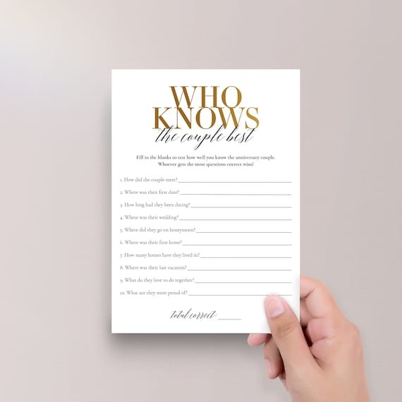 Free Printable Who Knows the Couple Best? Anniversary Game