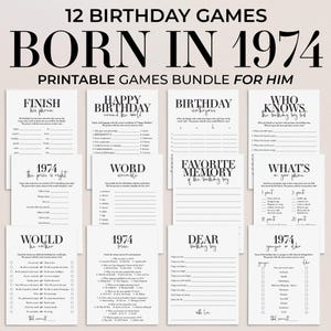 51st Birthday Games for Men Born In 1974 51st Birthday Ideas for Him Printable Mens Bday Party Games Turning 51 Party 1974 Trivia Games MB2