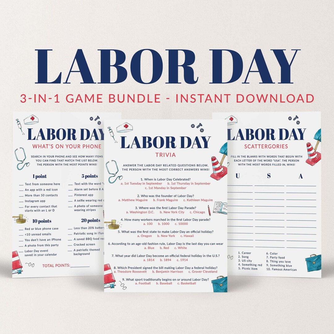 Labor Day Party Games Printable Fun Patriotic Games for Adult - Etsy