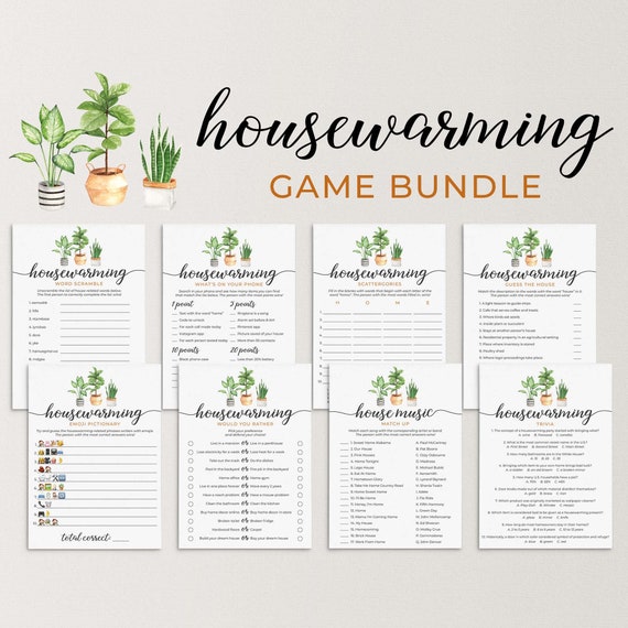 Housewarming Party Games Printable Housewarming Games Greenery - Etsy