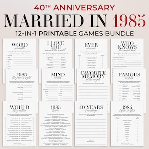 40th Anniversary Party Games Printable Married in 1985 Games Bundle Ruby Wedding Anniversary 40 Years Married 1985 Party 40 Anniversary MB2