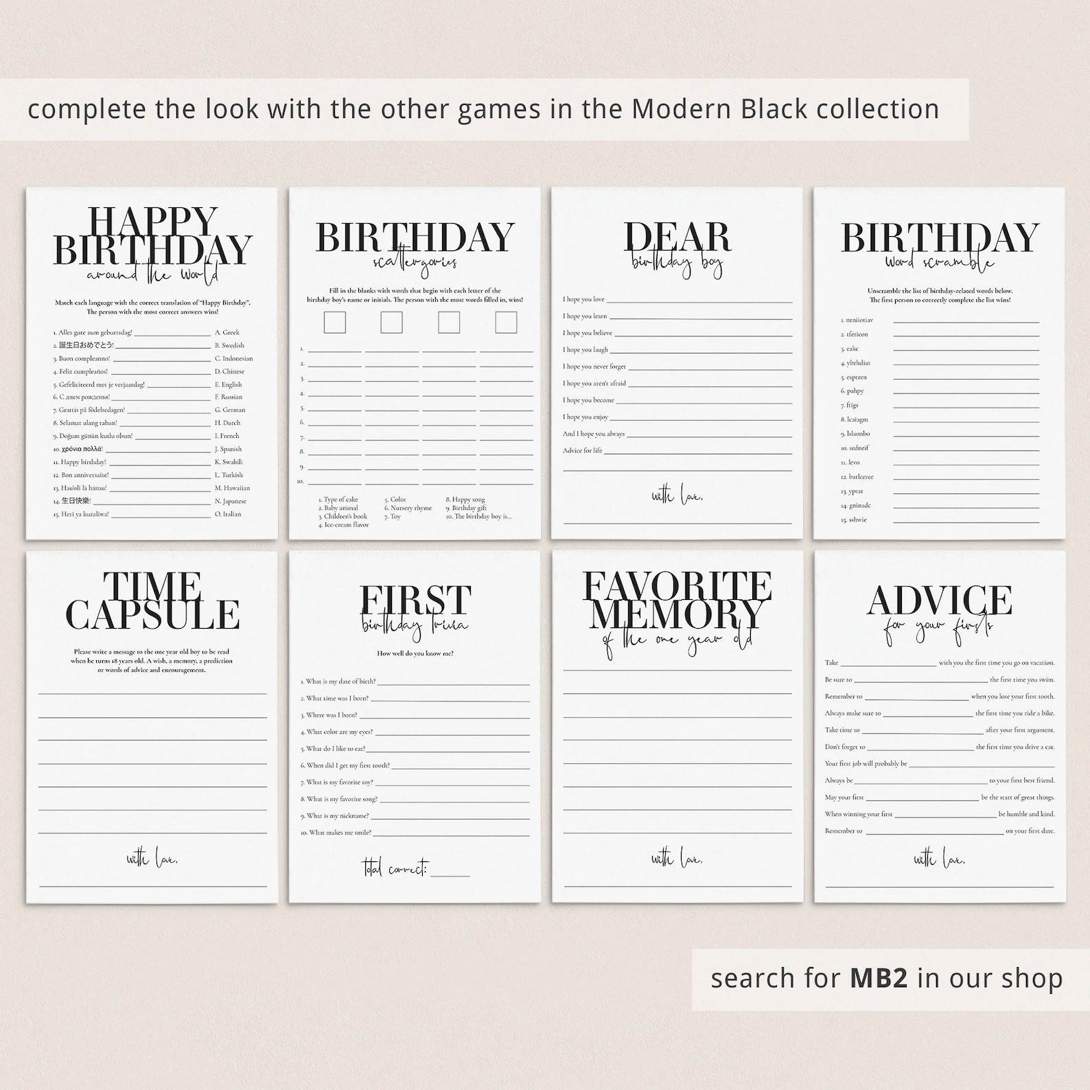 Baby's First Birthday Party Game Printable 1st Birthday Etsy