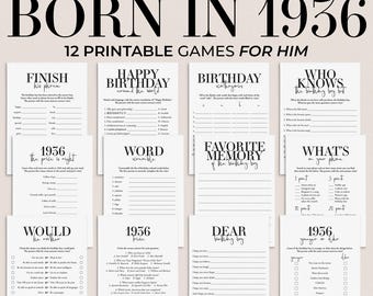 90th Birthday Games for Him Born in 1936 Party Games Adult Mens Birthday Party Game Bundle Back in 1936 Trivia 90th Birthday Quiz 1936 MB2