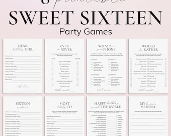 Sweet 16 Games Printable Sweet Sixteen Birthday Party Games 16th Birthday Girl Party Games Fun Sweet 16 Party Activities 16 Birthday PP2