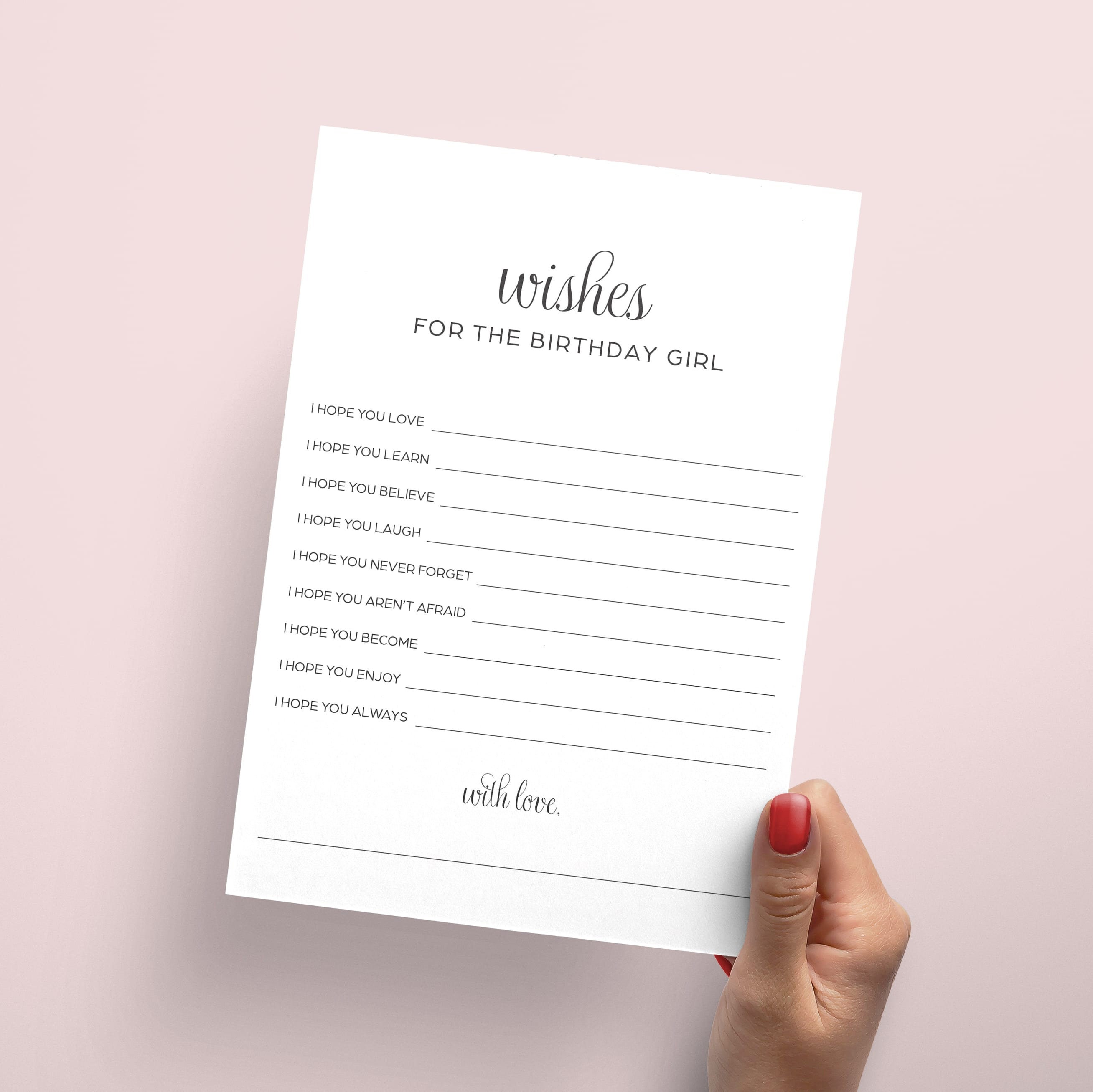 Wishes for the Birthday Girl Printable Wishes and Advice Birthday Party ...