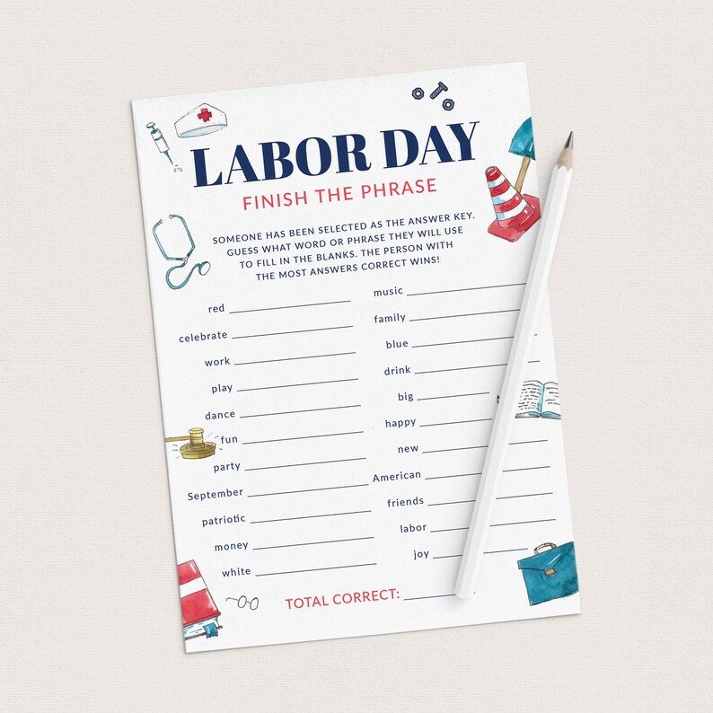 Labor Day Games Printable Fun Labor Day Game Bundle for Family Etsy