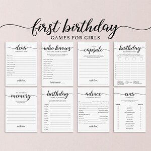 1st Birthday Games Printable Girl First Birthday Activities - Etsy
