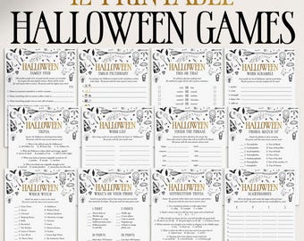 Witchcraft Halloween Party Games Bundle Printable Witchy Halloween Games Witches Party Kit Instant Download Black Magic Halloween Quiz WC1