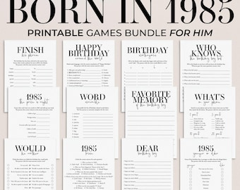 Born in 1985 Birthday Games for Him, 41st Birthday Party Game Bundle, 12 Printable Games MB2