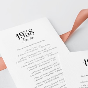 1958 Trivia Printable 65th Birthday Game Born in 1958 Quiz 65th ...