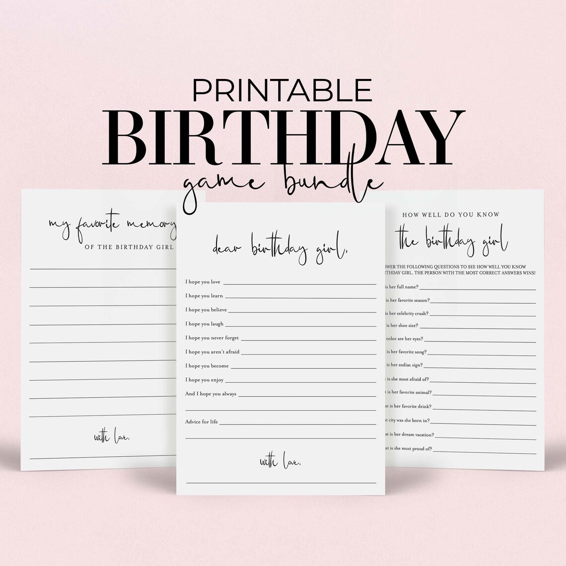 Girl Birthday Games Printable Birthday Party Games for Her How | Etsy