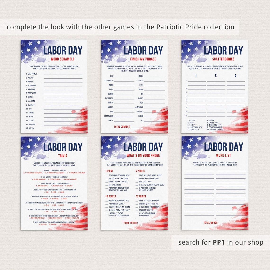 Labor Day Trivia Printable Labor Day Games USA Quiz Instant Etsy