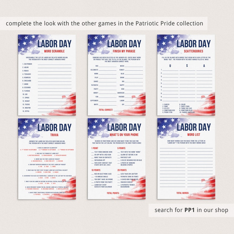 Labor Day Trivia Printable Labor Day Games USA Quiz Instant Etsy